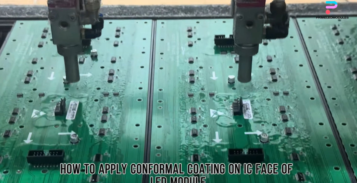 How to apply conformal coating on the IC face of an LED module.