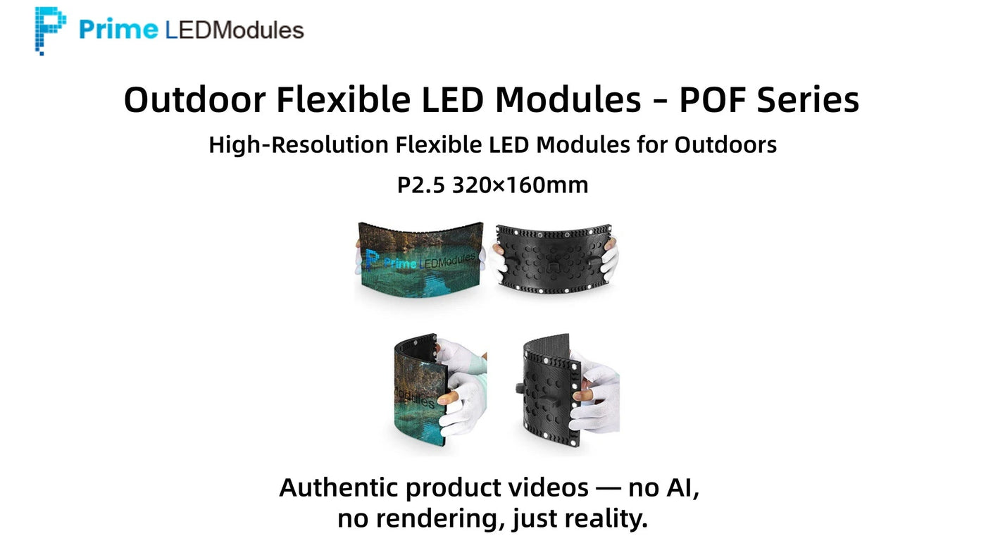 POF-3S Series P2.5 Outdoor Flexible LED Module Demo | Bendable 320×160mm Panel | PrimeLEDModules
