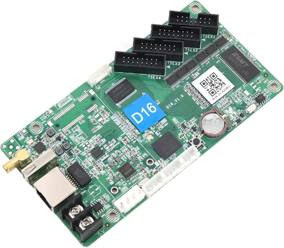HUIDU HD-D16 LED Card with 4 HUB75E Ports | Digital Signage Player for LED Display Screens | Wi-Fi & LAN Control, 1080p Playback, 65,000 Pixels
